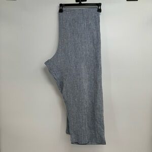 Bryn Walker Womens Linen Wide Leg Cropped Pants Size 3X Blue High Rise Chambray